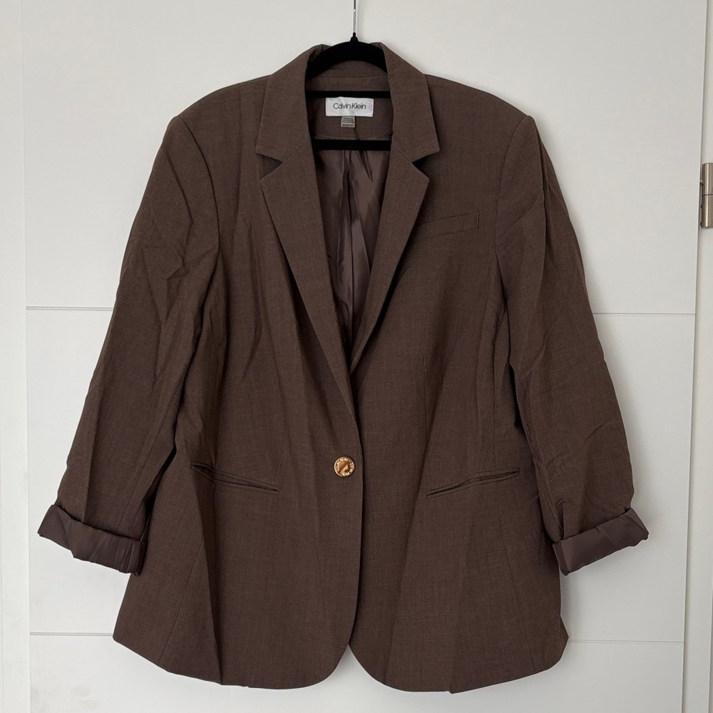 Calvin Klein Chocolate Brown Single-Button Blazer